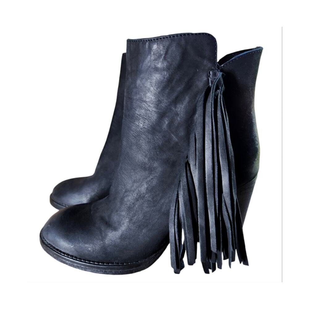 Steve Madden Black Fringe Ankle Booties